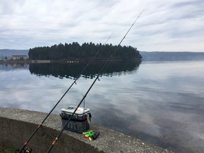 🎣 投げ釣りで能登島カレイ釣り２日間で２枚しかいや２枚も釣れた(´~`ヾ)4月